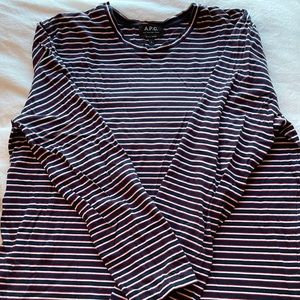 APC Red white and blue striped long sleeve shirt